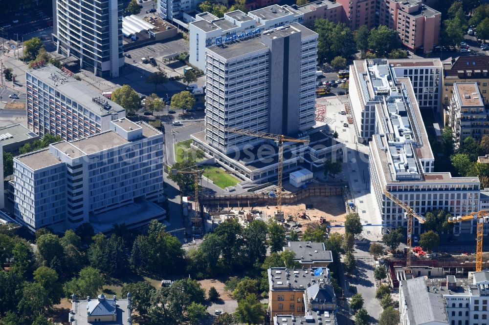 Berlin from the bird's eye view: Construction site to build a new office and commercial building on Fraunhoferstrasse in the district Charlottenburg in Berlin, Germany