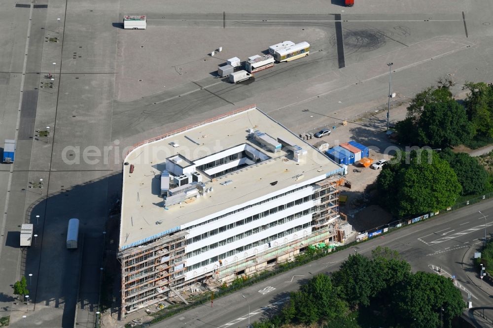 Freiburg im Breisgau from above - Construction site to build a new office and commercial building of Freiburg Wirtschaft Touristik and Messe GmbH & Co. KG on Hermann-Mitsch-Strasse in Freiburg im Breisgau in the state Baden-Wuerttemberg, Germany