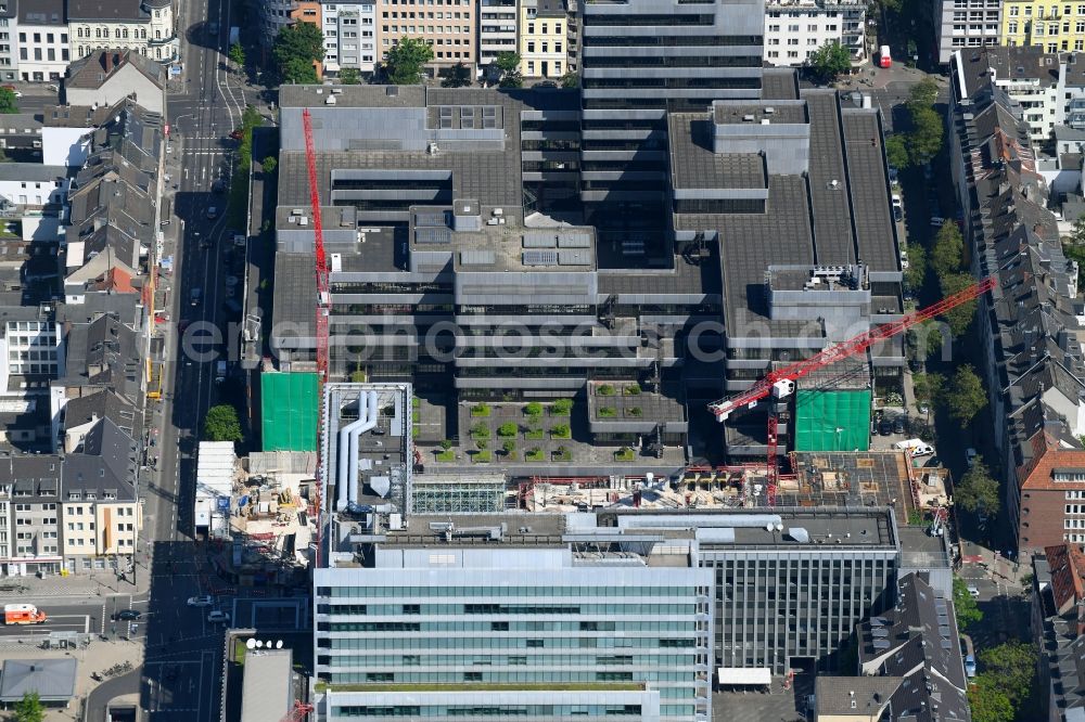 Düsseldorf from the bird's eye view: Construction site to build a new office and commercial building on Fuerstenwall - Friedrichstrasse in Duesseldorf in the state North Rhine-Westphalia, Germany