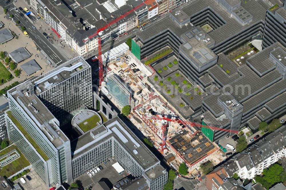 Düsseldorf from above - Construction site to build a new office and commercial building on Fuerstenwall - Friedrichstrasse in Duesseldorf in the state North Rhine-Westphalia, Germany