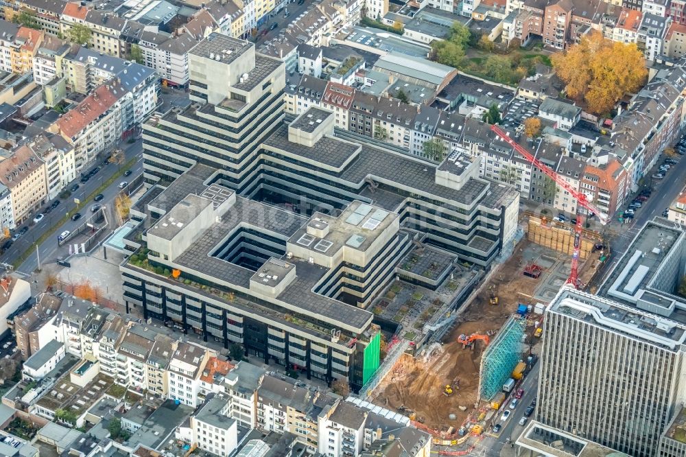 Aerial image Düsseldorf - Construction site to build a new office and commercial building on Fuerstenwall - Friedrichstrasse in Duesseldorf in the state North Rhine-Westphalia, Germany