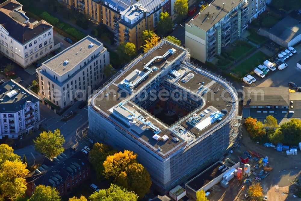 Aerial photograph Hamburg - New building of an office house and business house in Gaussstrasse corner Barnerstrasse in the district of Altona in Hamburg, Germany