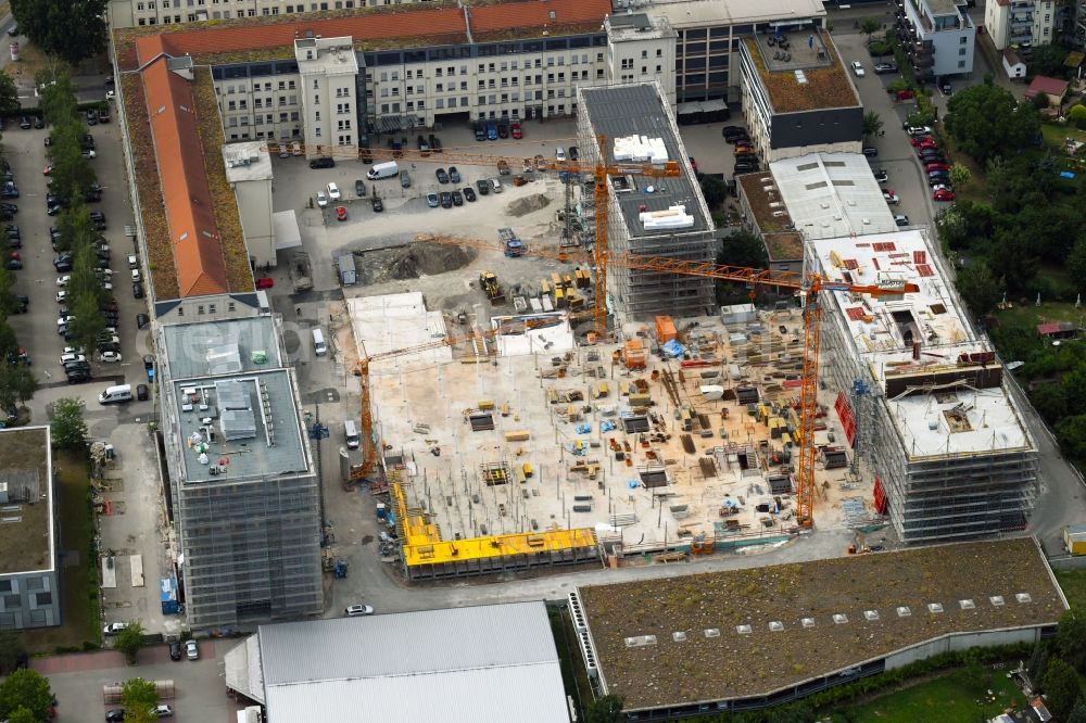 Aerial photograph Karlsruhe - Construction of an office and commercial building on the site of the Durlacher Raumfabrik in Karlsruhe in the state of Baden-Wuerttemberg, Germany