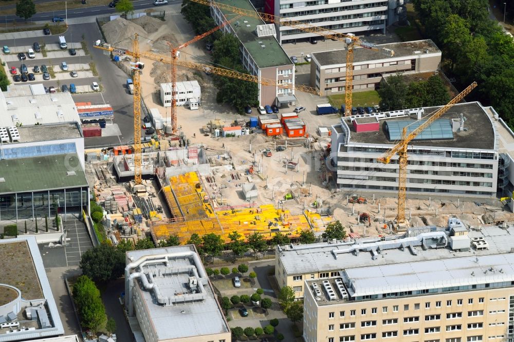 Karlsruhe from the bird's eye view: Construction of an office and commercial building on the grounds of Fiducia & GAD IT AG in Karlsruhe in the state of Baden-Wuerttemberg, Germany