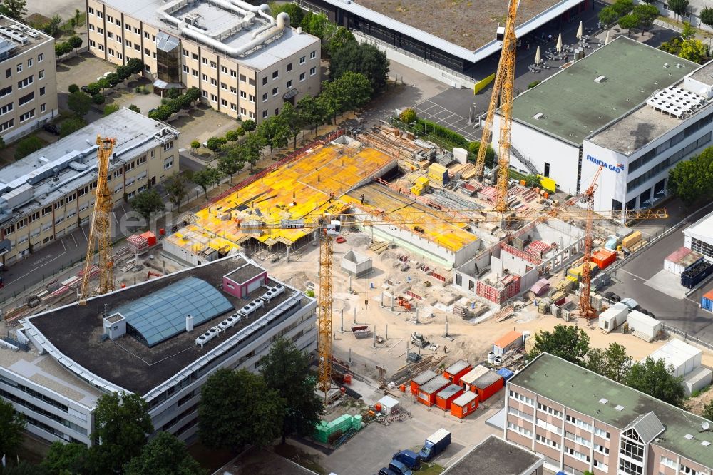 Aerial photograph Karlsruhe - Construction of an office and commercial building on the grounds of Fiducia & GAD IT AG in Karlsruhe in the state of Baden-Wuerttemberg, Germany