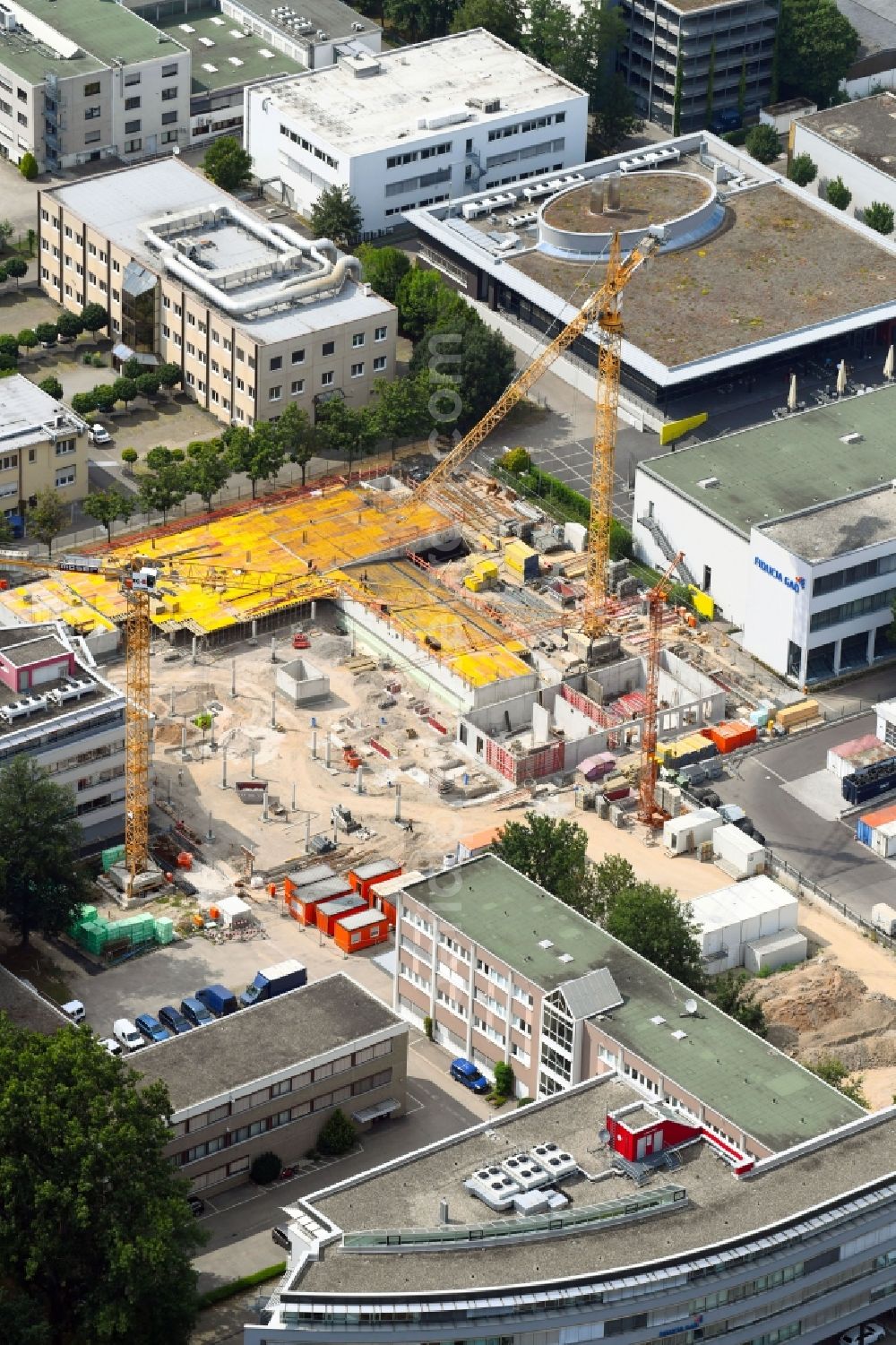 Karlsruhe from above - Construction of an office and commercial building on the grounds of Fiducia & GAD IT AG in Karlsruhe in the state of Baden-Wuerttemberg, Germany