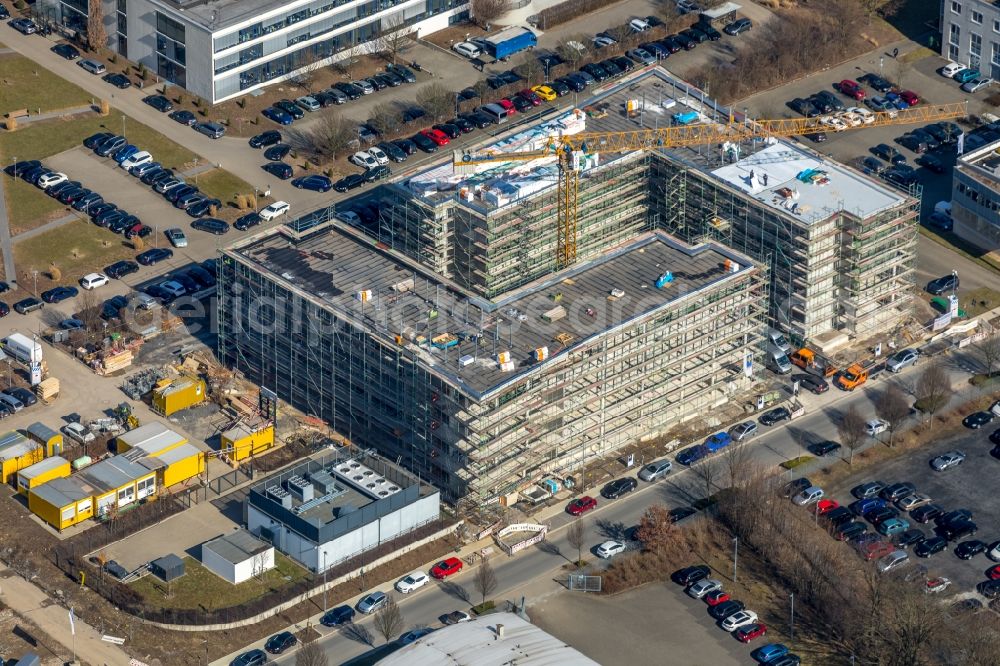 Aerial image Holzwickede - Construction site to build a new office and commercial building on Gottlieb-Daimler-Strasse in Holzwickede in the state North Rhine-Westphalia, Germany