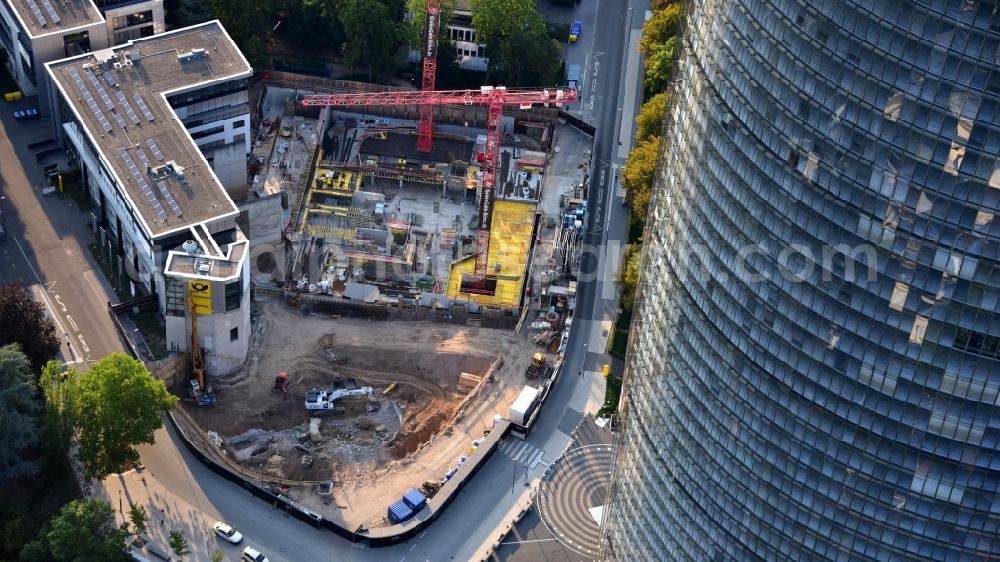 Aerial photograph Bonn - Construction site to build a new office and commercial building Greengate on Kurt-Schumacher-Strasse in the district Gronau in Bonn in the state North Rhine-Westphalia, Germany