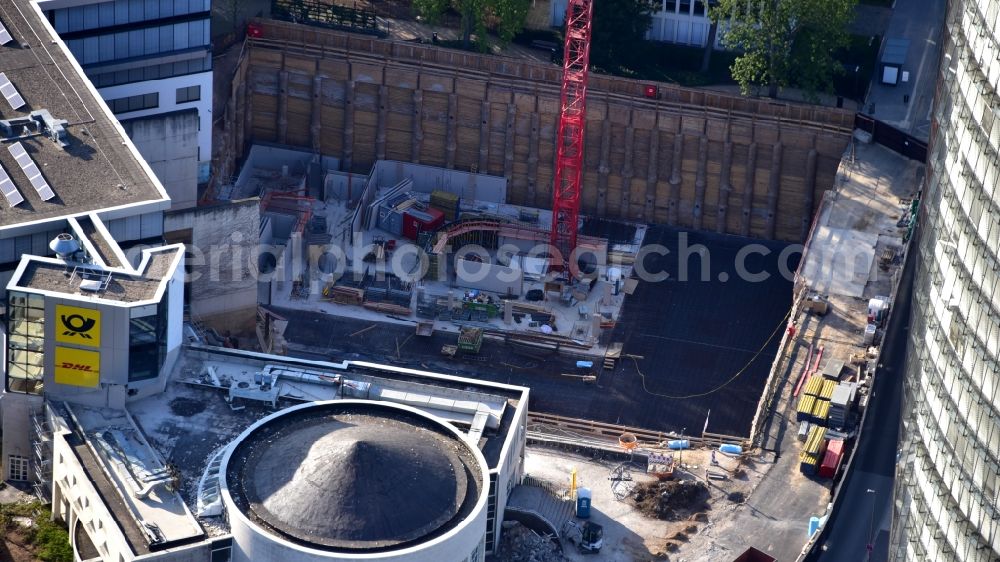 Aerial photograph Bonn - Construction site to build a new office and commercial building Greengate on Kurt-Schumacher-Strasse in the district Gronau in Bonn in the state North Rhine-Westphalia, Germany