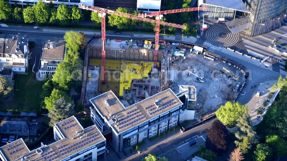 Bonn from above - Construction site to build a new office and commercial building Greengate on Kurt-Schumacher-Strasse in the district Gronau in Bonn in the state North Rhine-Westphalia, Germany