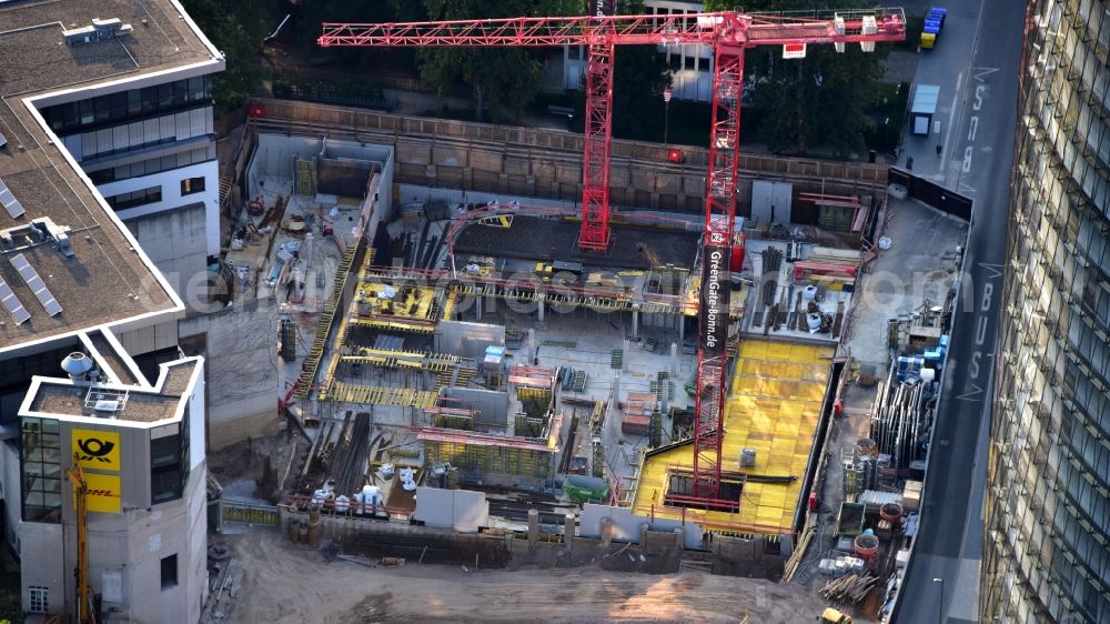 Aerial image Bonn - Construction site to build a new office and commercial building Greengate on Kurt-Schumacher-Strasse in the district Gronau in Bonn in the state North Rhine-Westphalia, Germany