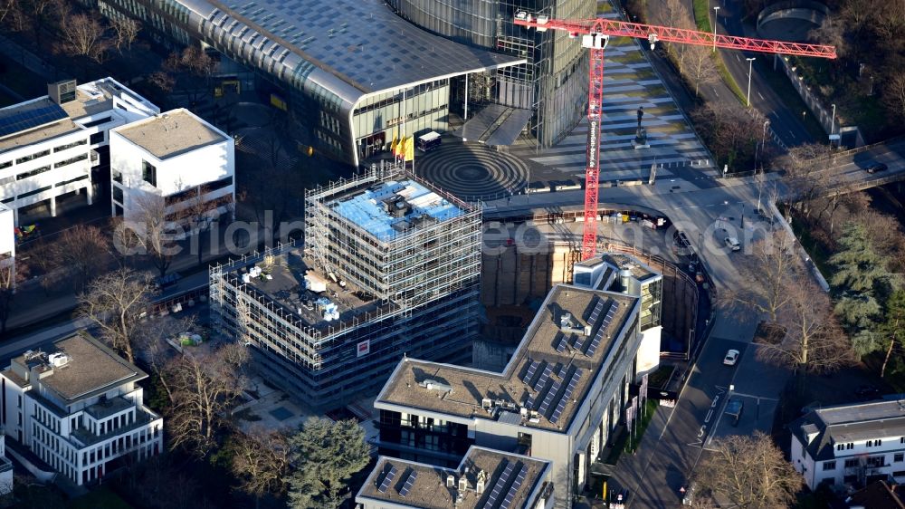 Aerial photograph Bonn - Construction site to build a new office and commercial building Greengate on Kurt-Schumacher-Strasse in the district Gronau in Bonn in the state North Rhine-Westphalia, Germany