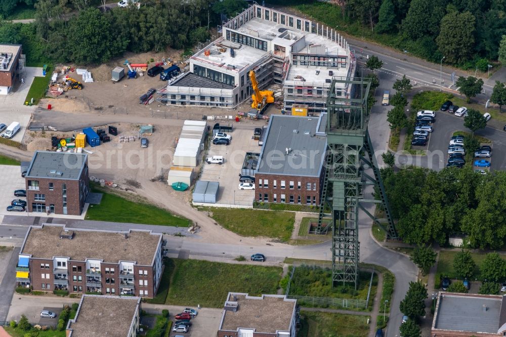 Aerial photograph Oberhausen - Construction site to build a new office and commercial building Haus of Gruenen Verbaende in Oberhausen at Ruhrgebiet in the state North Rhine-Westphalia, Germany