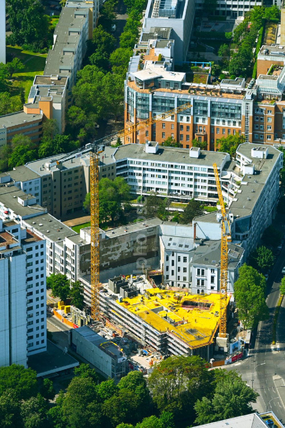 Berlin from above - Construction site to build a new office and commercial building of HYP-Zentrale on Budapester Strasse - Luetzowstrasse in Berlin, Germany