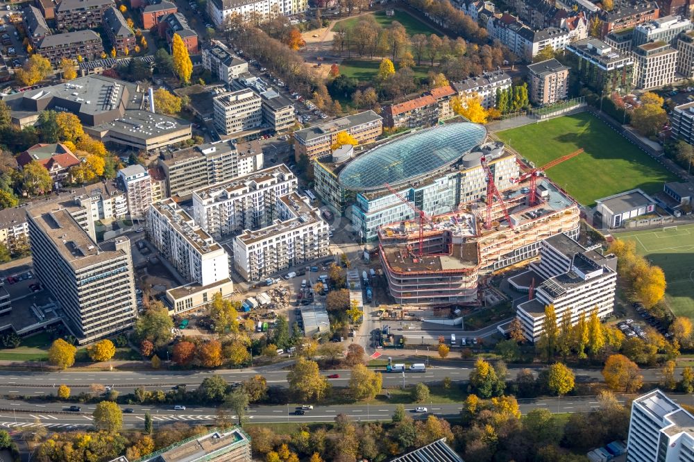 Aerial photograph Düsseldorf - Construction site to build a new office and commercial building Infinity Office on Schwannstrasse in Duesseldorf in the state North Rhine-Westphalia, Germany