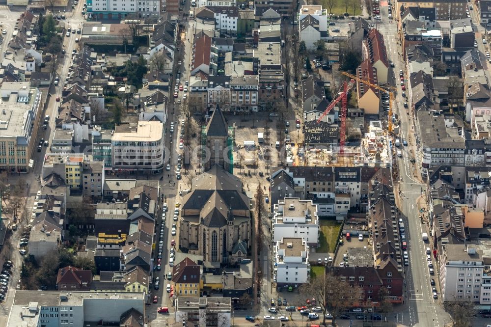 Aerial photograph Oberhausen - Construction site to build a new office and commercial building Jobcenter Oberhausen on Marktstrasse in Oberhausen in the state North Rhine-Westphalia, Germany