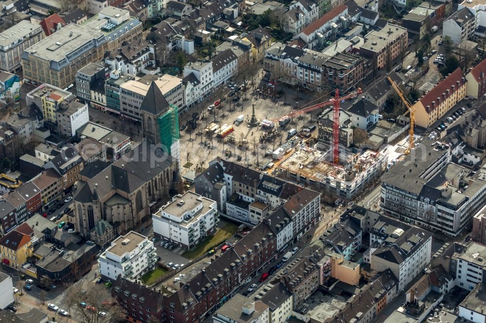 Oberhausen from the bird's eye view: Construction site to build a new office and commercial building Jobcenter Oberhausen on Marktstrasse in Oberhausen in the state North Rhine-Westphalia, Germany