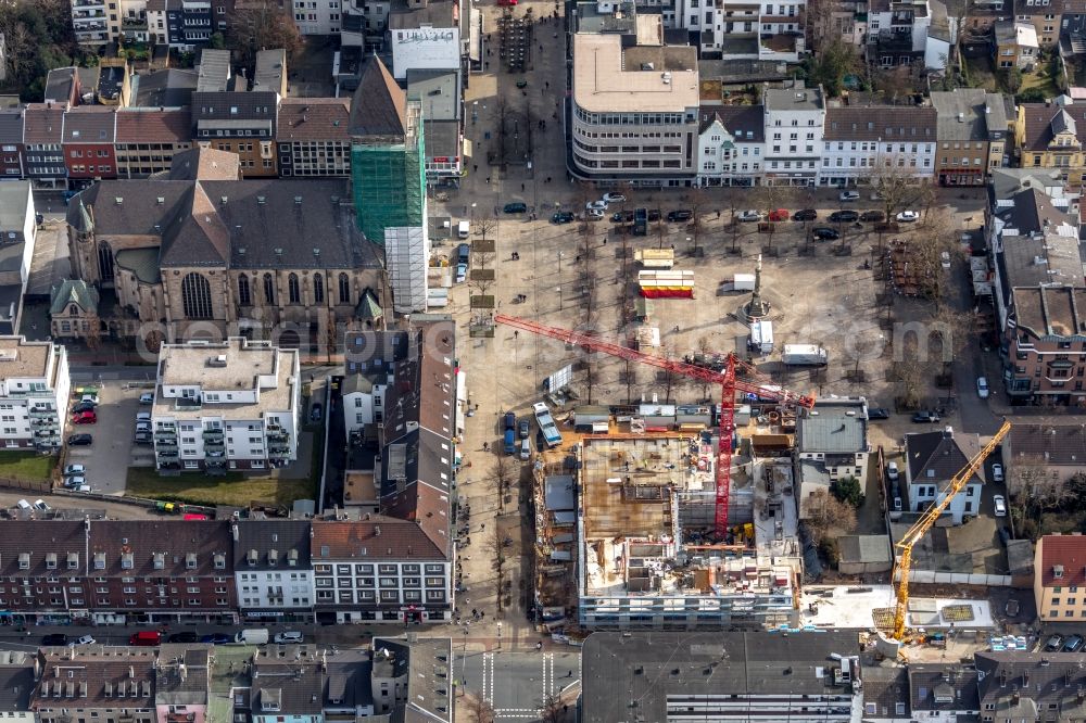 Aerial photograph Oberhausen - Construction site to build a new office and commercial building Jobcenter Oberhausen on Marktstrasse in Oberhausen in the state North Rhine-Westphalia, Germany