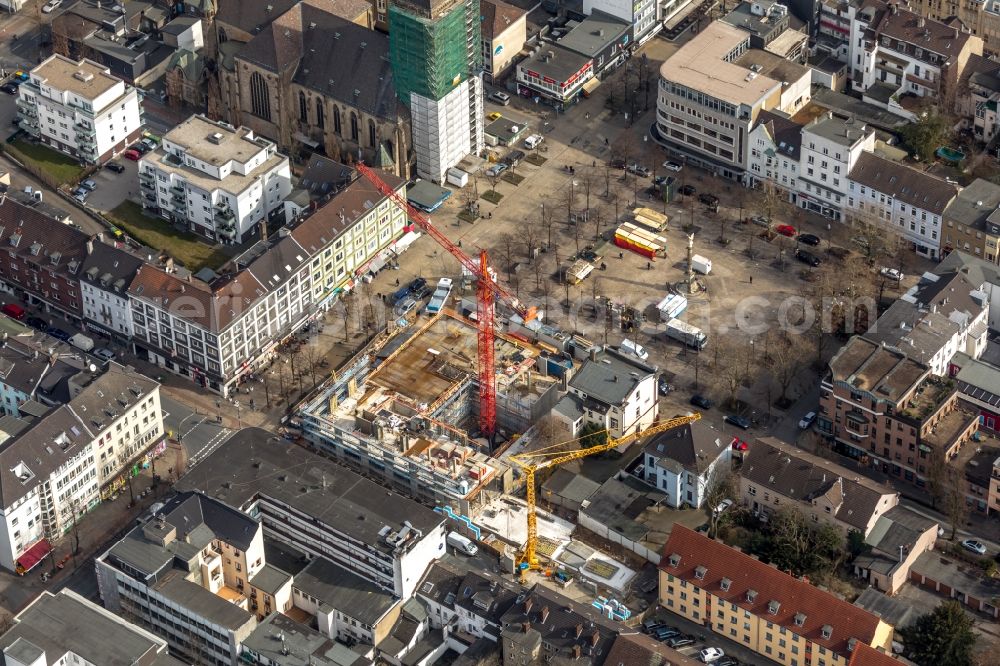 Aerial photograph Oberhausen - Construction site to build a new office and commercial building Jobcenter Oberhausen on Marktstrasse in Oberhausen in the state North Rhine-Westphalia, Germany