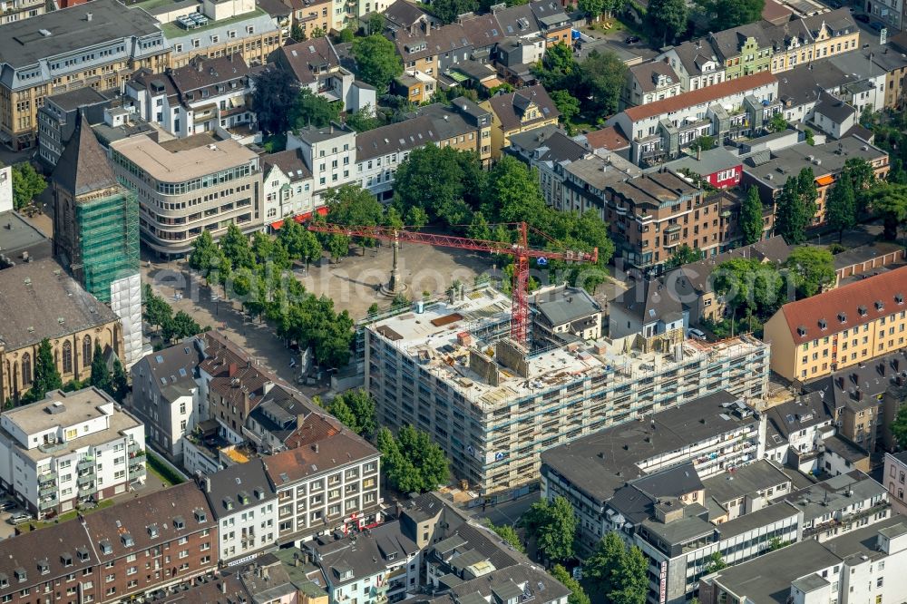 Oberhausen from the bird's eye view: Construction site to build a new office and commercial building Jobcenter Oberhausen on Marktstrasse in Oberhausen in the state North Rhine-Westphalia, Germany