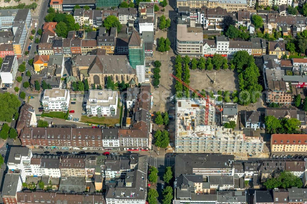 Aerial image Oberhausen - Construction site to build a new office and commercial building Jobcenter Oberhausen on Marktstrasse in Oberhausen in the state North Rhine-Westphalia, Germany