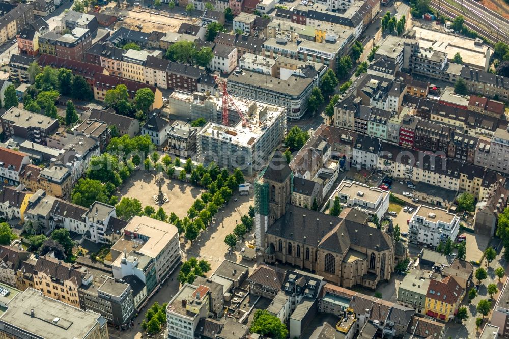 Aerial photograph Oberhausen - Construction site to build a new office and commercial building Jobcenter Oberhausen on Marktstrasse in Oberhausen in the state North Rhine-Westphalia, Germany