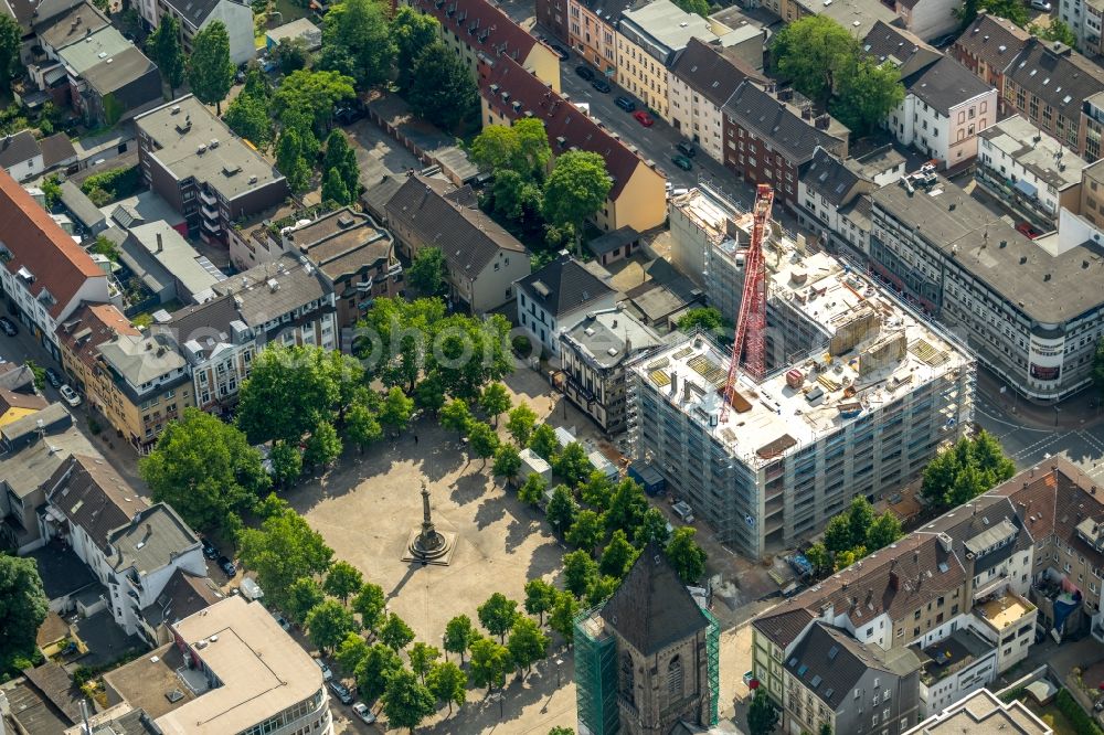 Oberhausen from above - Construction site to build a new office and commercial building Jobcenter Oberhausen on Marktstrasse in Oberhausen in the state North Rhine-Westphalia, Germany