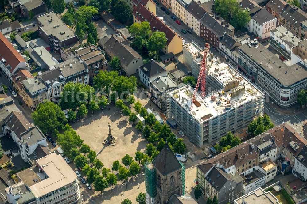 Oberhausen from the bird's eye view: Construction site to build a new office and commercial building Jobcenter Oberhausen on Marktstrasse in Oberhausen in the state North Rhine-Westphalia, Germany