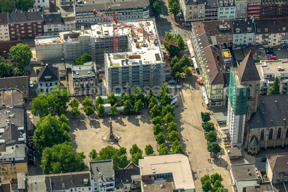 Aerial image Oberhausen - Construction site to build a new office and commercial building Jobcenter Oberhausen on Marktstrasse in Oberhausen in the state North Rhine-Westphalia, Germany