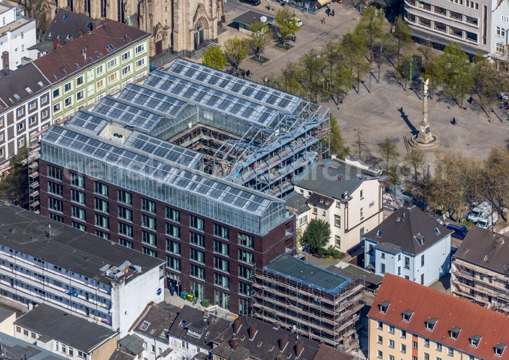 Oberhausen from above - Construction site to build a new office and commercial building Jobcenter Oberhausen on Marktstrasse in Oberhausen in the state North Rhine-Westphalia, Germany