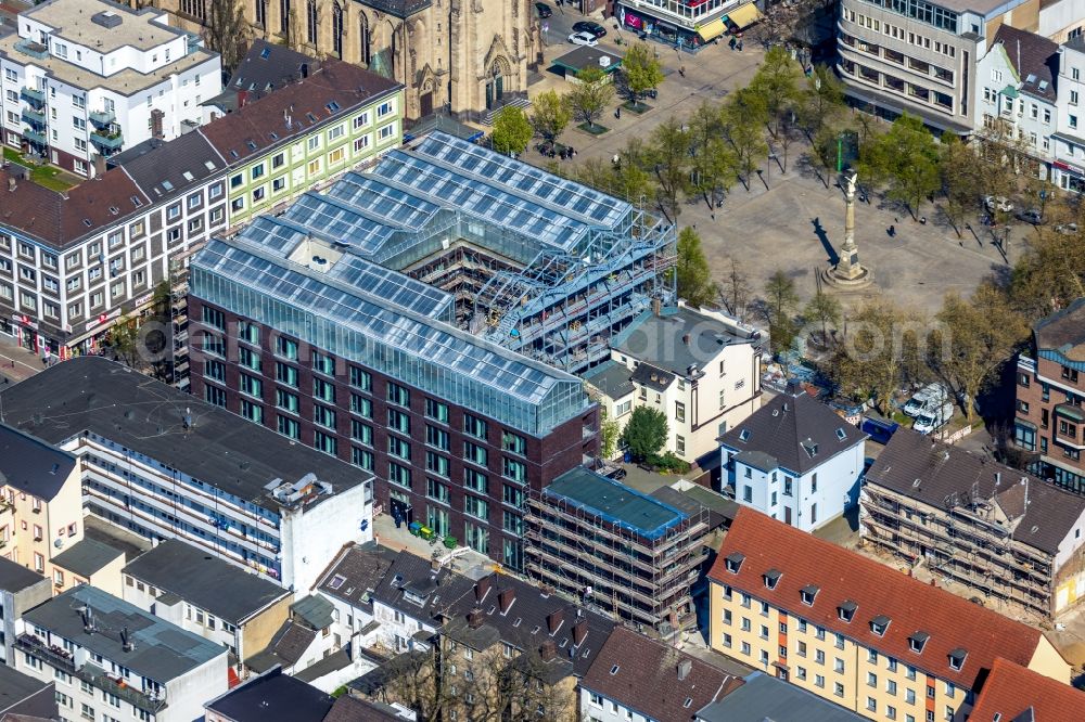 Oberhausen from the bird's eye view: Construction site to build a new office and commercial building Jobcenter Oberhausen on Marktstrasse in Oberhausen in the state North Rhine-Westphalia, Germany