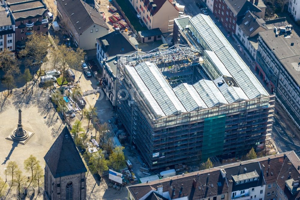 Aerial photograph Oberhausen - Construction site to build a new office and commercial building Jobcenter Oberhausen on Marktstrasse in Oberhausen in the state North Rhine-Westphalia, Germany