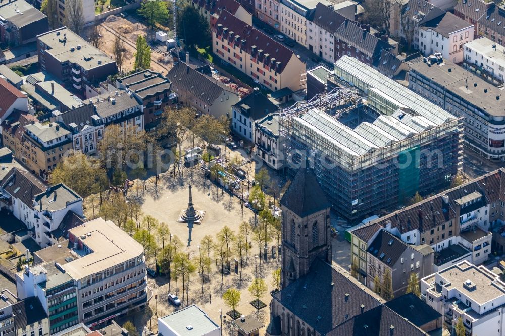 Aerial image Oberhausen - Construction site to build a new office and commercial building Jobcenter Oberhausen on Marktstrasse in Oberhausen in the state North Rhine-Westphalia, Germany