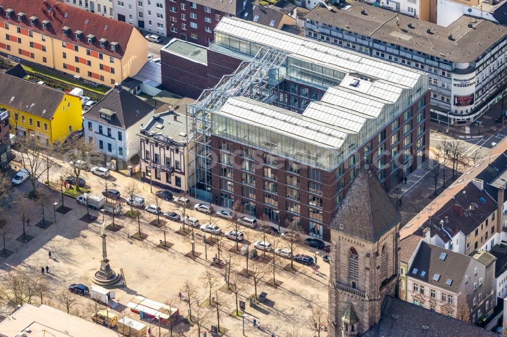 Aerial photograph Oberhausen - Construction site to build a new office and commercial building Jobcenter Oberhausen on Marktstrasse in Oberhausen in the state North Rhine-Westphalia, Germany