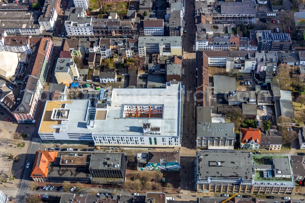 Oberhausen from above - Construction site to build a new office and commercial building Jobcenter Oberhausen on Marktstrasse in Oberhausen in the state North Rhine-Westphalia, Germany