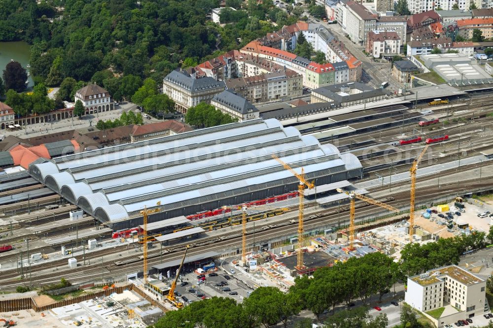 Karlsruhe from the bird's eye view: Construction site to build a new office and commercial building on Schwarzwaldstrasse in Karlsruhe in the state Baden-Wurttemberg, Germany