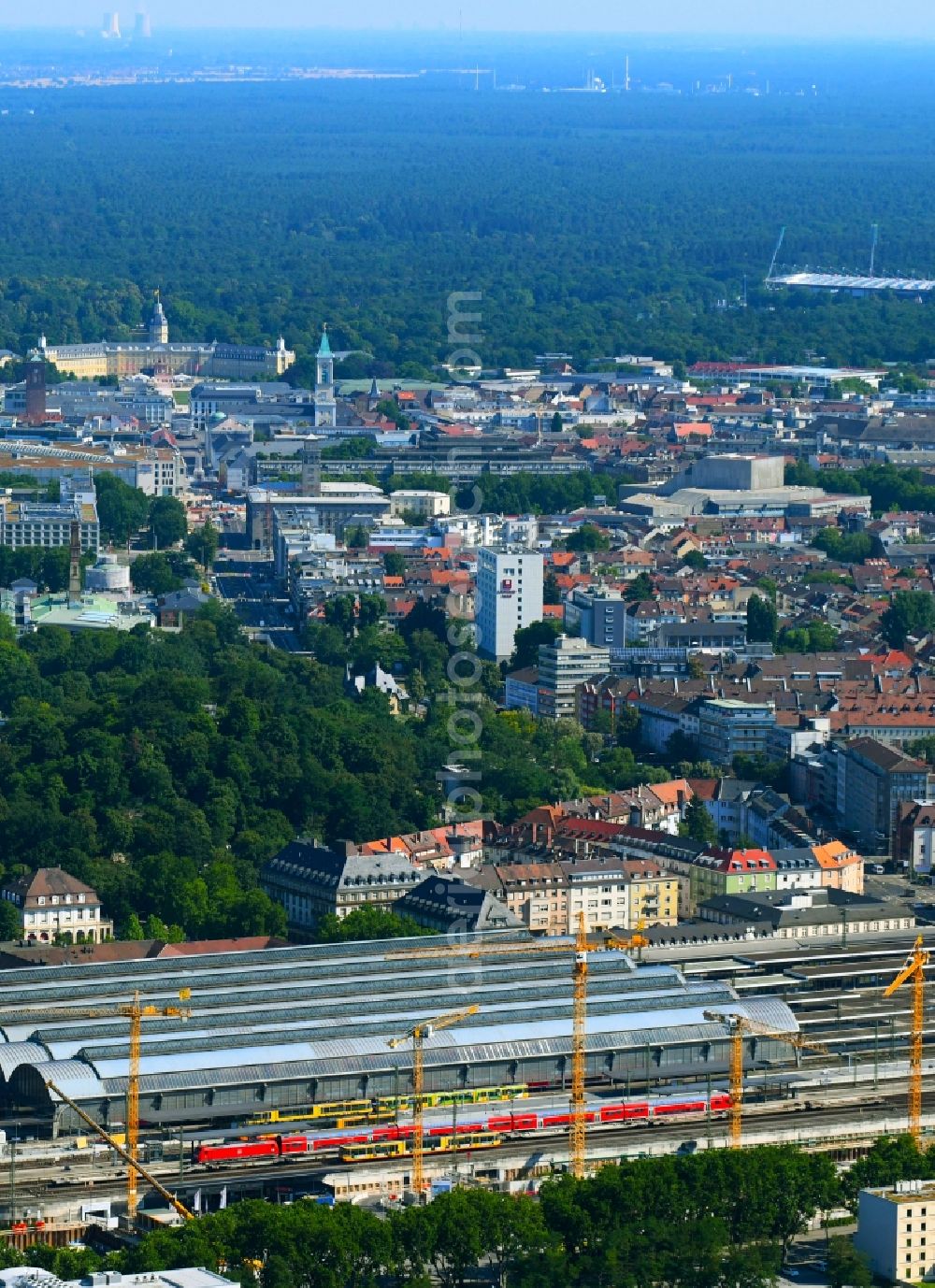 Aerial image Karlsruhe - Construction site to build a new office and commercial building on Schwarzwaldstrasse in Karlsruhe in the state Baden-Wurttemberg, Germany