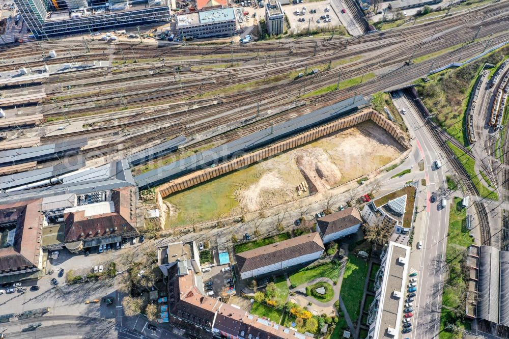 Aerial image Karlsruhe - Construction site to build a new office and commercial building ka3 on street Schwarzwaldstrasse und Victor-Gollancz-Strasse in Karlsruhe in the state Baden-Wurttemberg, Germany