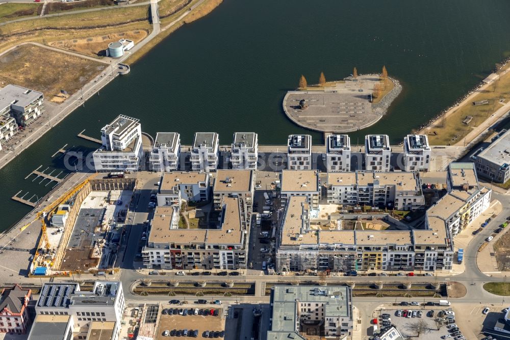 Aerial photograph Dortmund - Construction site to build a new office and commercial building Kontor on Kai Am Kai in Dortmund in the state North Rhine-Westphalia, Germany