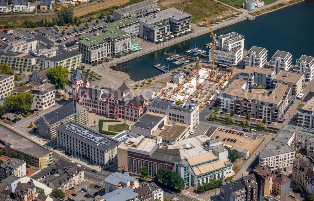 Dortmund from the bird's eye view: Construction site to build a new office and commercial building Kontor on Kai Am Kai in Dortmund in the state North Rhine-Westphalia, Germany