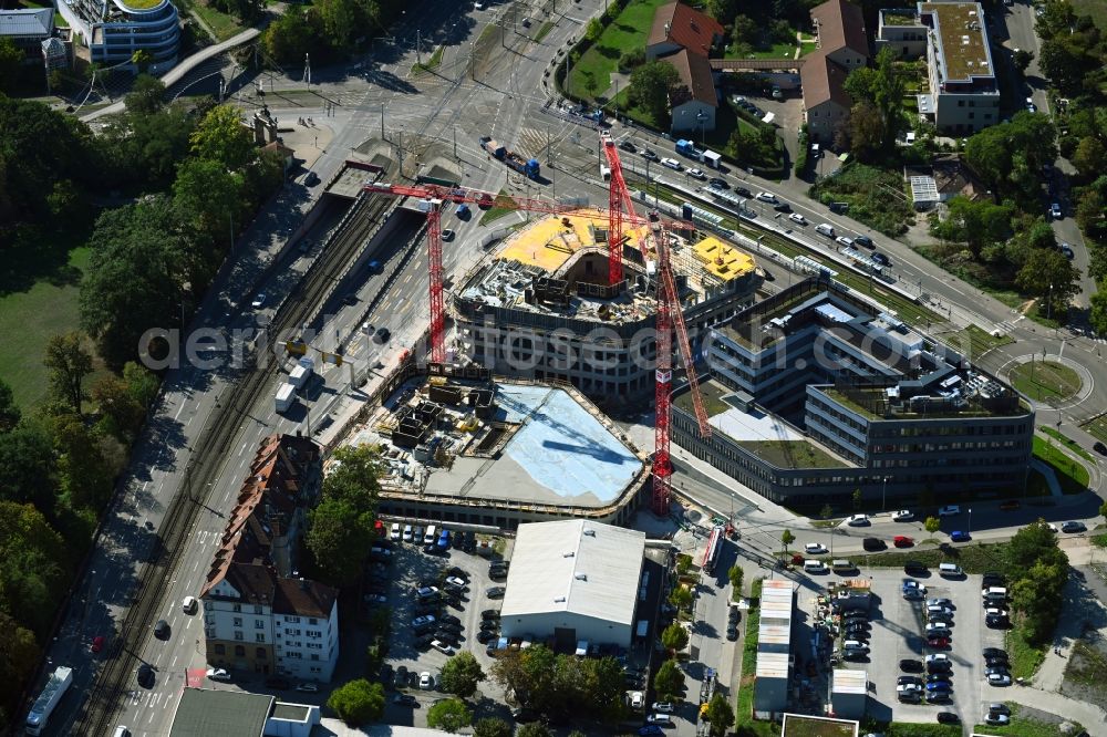 Stuttgart from above - Construction site to build a new office and commercial building Leo - Business Campus Stuttgart on Loewentorstrasse - Pragstrasse in Stuttgart in the state Baden-Wurttemberg, Germany