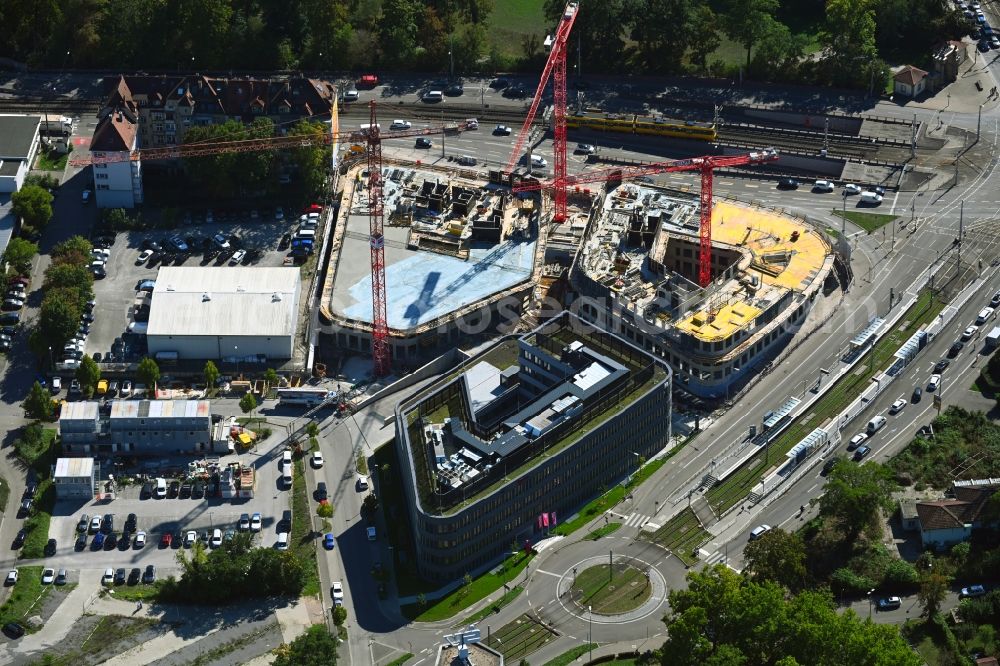 Aerial photograph Stuttgart - Construction site to build a new office and commercial building Leo - Business Campus Stuttgart on Loewentorstrasse - Pragstrasse in Stuttgart in the state Baden-Wurttemberg, Germany