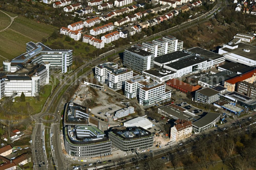 Stuttgart from above - Construction site to build a new office and commercial building Leo - Business Campus Stuttgart on Loewentorstrasse - Pragstrasse in Stuttgart in the state Baden-Wurttemberg, Germany