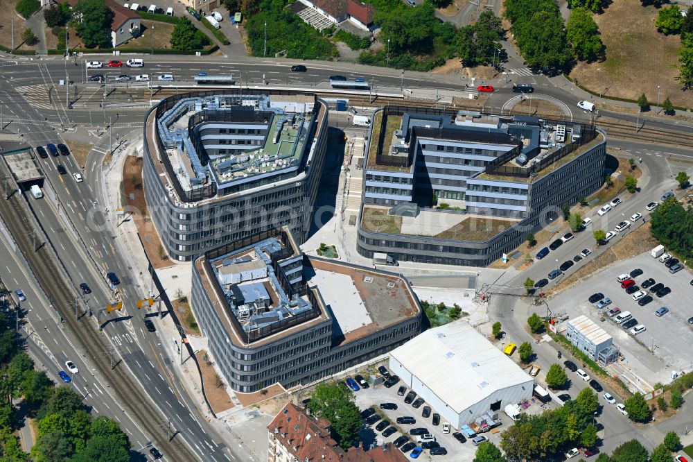 Aerial photograph Stuttgart - Construction site to build a new office and commercial building Leo - Business Campus Stuttgart on Loewentorstrasse - Pragstrasse in Stuttgart in the state Baden-Wurttemberg, Germany