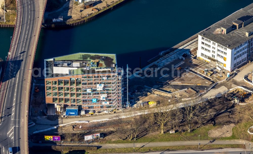 Aerial photograph Dortmund - Construction site to build a new office and commercial building Leuchtturm in the district Hafen in Dortmund at Ruhrgebiet in the state North Rhine-Westphalia, Germany