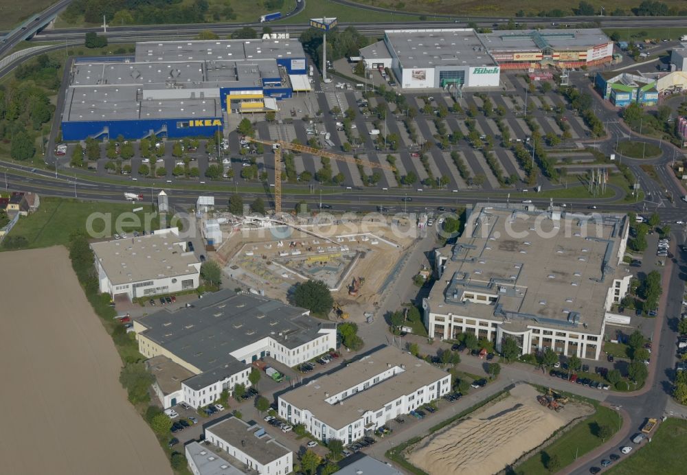 Aerial image Waltersdorf - Construction site to build a new office and commercial building of Lilienthal-Park on Gruenauer Strasse and Lilienthalstrasse in Waltersdorf in the state Brandenburg, Germany