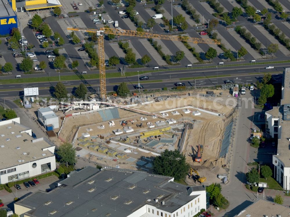 Aerial photograph Waltersdorf - Construction site to build a new office and commercial building of Lilienthal-Park on Gruenauer Strasse and Lilienthalstrasse in Waltersdorf in the state Brandenburg, Germany