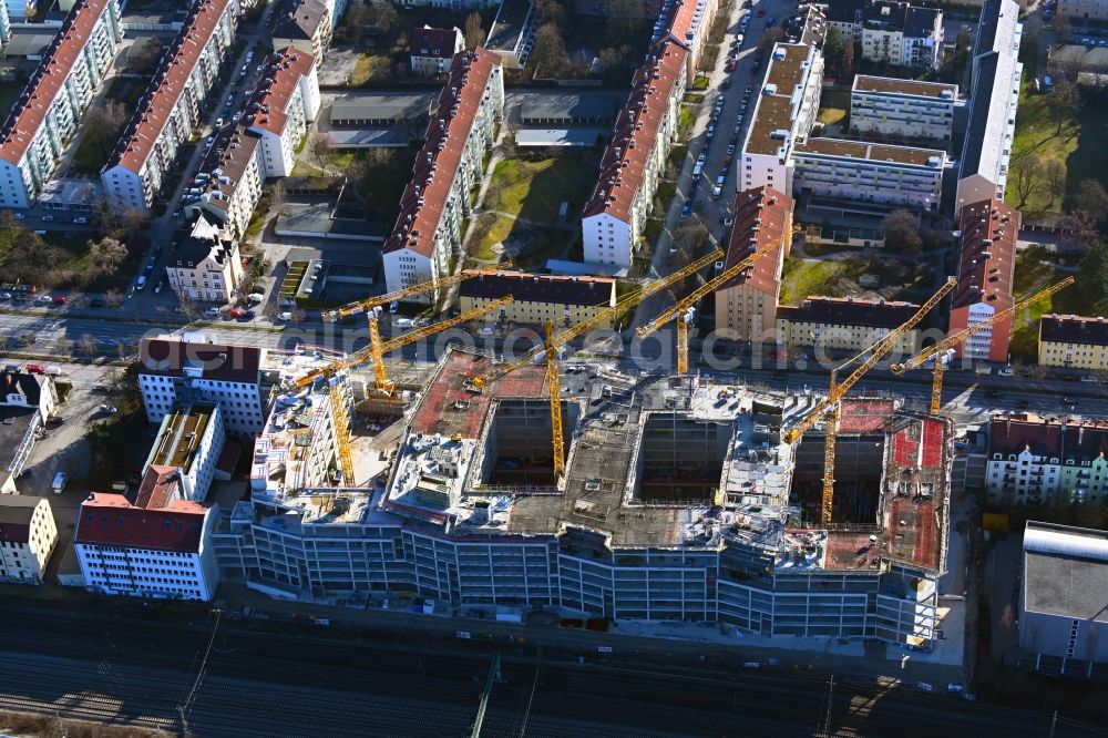 Aerial photograph München - Construction site to build a new office and commercial building Mark in the district Laim in Munich in the state Bavaria, Germany