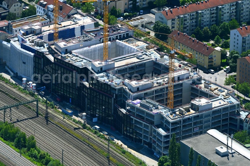 Aerial photograph München - Construction site to build a new office and commercial building Mark in the district Laim in Munich in the state Bavaria, Germany