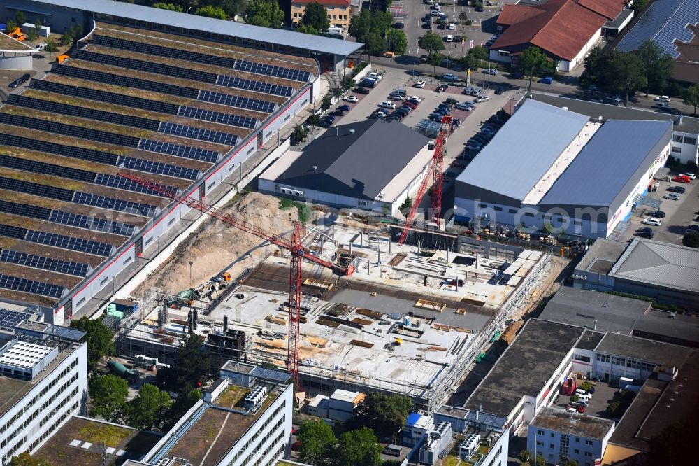 Karlsruhe from above - Construction site to build a new office and commercial building of Medizinischen Versorgungszentrum on Gerwigstrasse in Karlsruhe in the state Baden-Wurttemberg, Germany